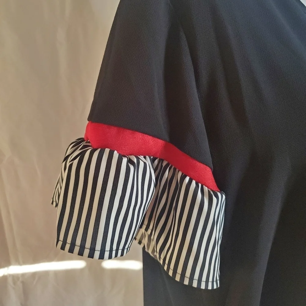 SHEIN Women's Contrast Stripped Flounce Sleeve Smock Dress NWOT - Picture 12 of 14